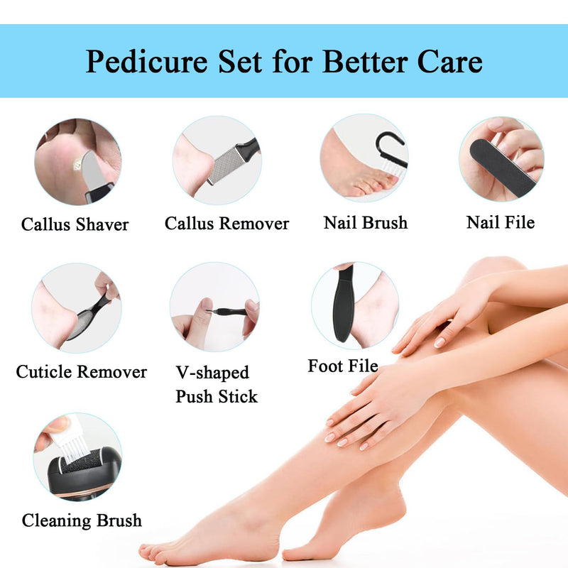 Callus Remover for Feet, 13-in-1 Professional Pedicure Tools Foot Care Kit, Foot Scrubber Electric Feet File Pedi for Hard Cracked Dry Dead Skin, 3 Rollers, 2 Speed, Battery Display (Black) Black - BeesActive Australia