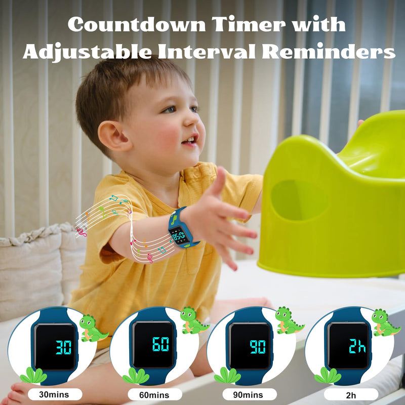 Toddler Potty Training Set ‚Äì Potty Training Watch with Musical/Vibration Alerts, Fun Board Book, Progress Chart & Reward Stickers ‚Äì Interactive Toilet Learning Kit for Boys and Girls Ages 2-6 PurplishBlue-KL2-4Pcs - BeesActive Australia