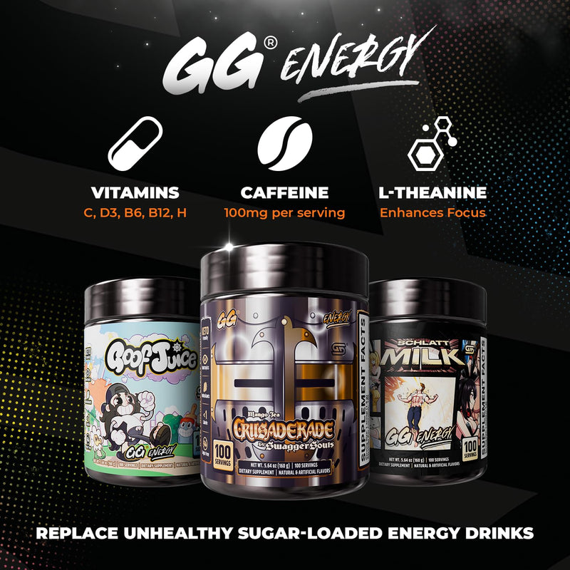 Gamer Supps GG Energy - Crusaderade by SwaggerSouls (100 Servings) - Keto Friendly Gaming Energy and Nootropic Blend, Sugar Free + Caffeine + Vitamins + Immune Support, Powder Drink