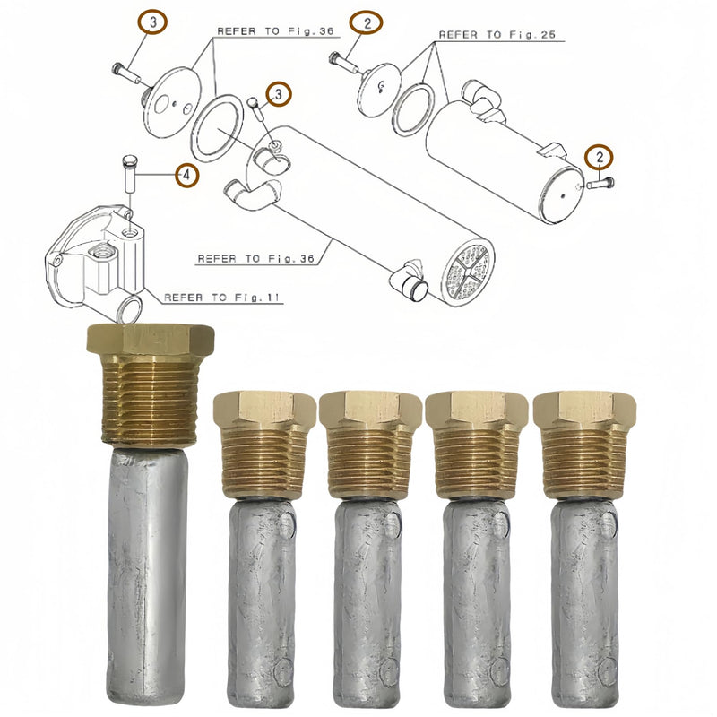 Boat Marine 119574-44150 Zinc Pencil Anode Kit for Yanmar 4LHA 6LP 6LY Marine Engines Replacement 119574-18790 119773-92600