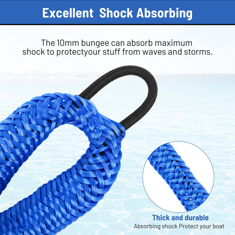 Bungee Dock Line with Stainless Steel Clip Boat Rope Mooring String with Foam Float for Docking,Kayak,Watercraft,SeaDoo,Pontoon,Canoe,Power Boat Accessory,7-10ft (Blue,with One Hook Blue 7FT-with One Hook - BeesActive Australia
