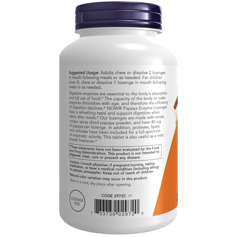 NOW Supplements, Papaya Enzyme with Mint and Chlorophyll, Digestive Support*, 360 Chewable Lozenges 360 Count (Pack of 1) - BeesActive Australia