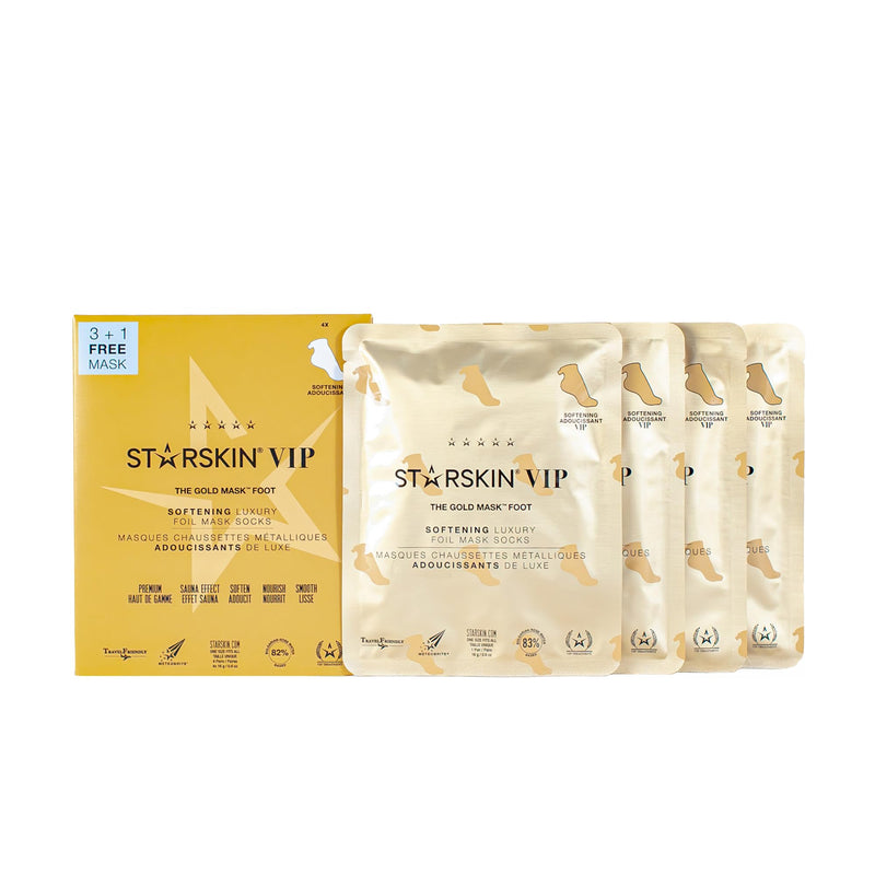 STARSKIN VIP Gold Mask Foot (4 Pieces), Softening Foot Mask for all Skin Types, Korean Skin Care, Hydrating and Moisturizing with Shea Butter and Rose Oil, K Beauty Skincare 1 Count (Pack of 4) - BeesActive Australia