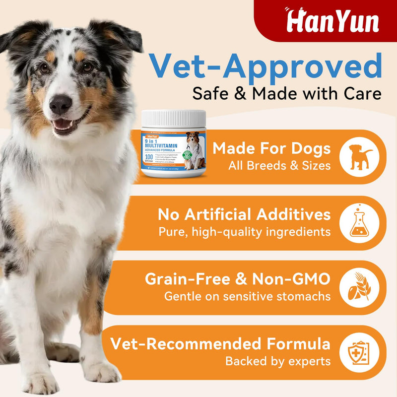 BSLVWG 9-in-1 Dog Multivitamins Chewable,100 Count Dog Vitamins and Supplements Hip & Joint, Pet Immune Support, Skin & Coat, Gut & Heart Health - Senior & Puppy Multivitamin Pet Supplement