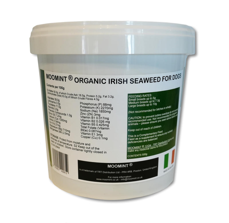 Seaweed for Dogs - 100% Organic Irish Seaweed - Promotes Oral Hygiene, Healthy Coat Growth & Gut Health - Natural Superfood Supplement, 500g