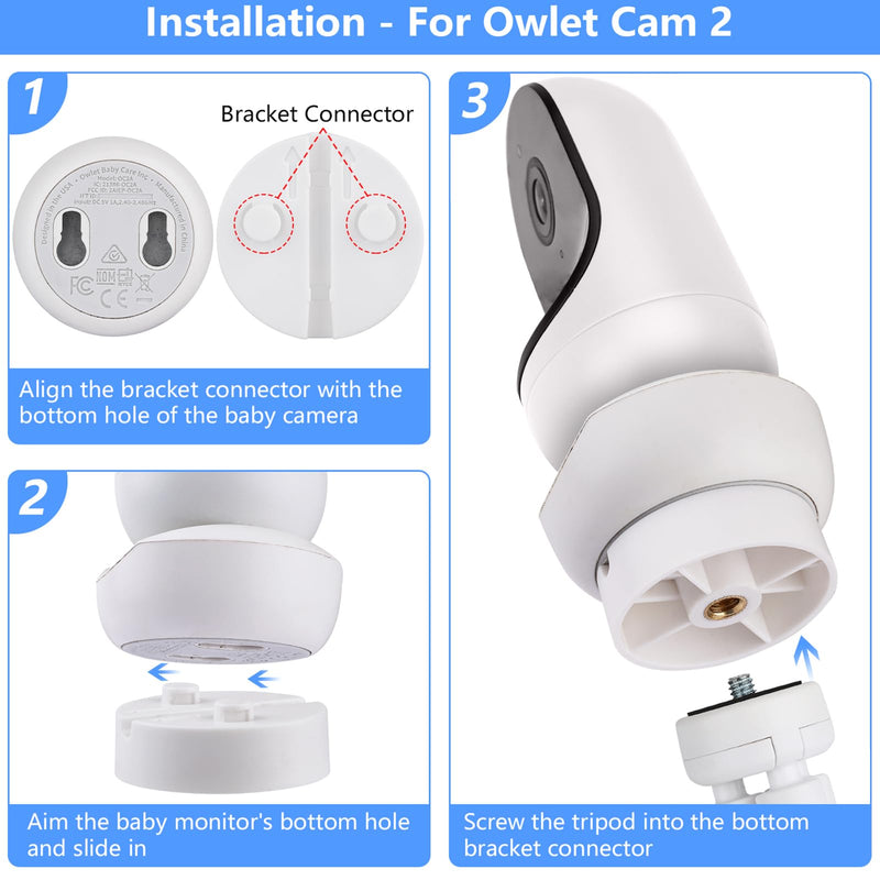 Flexible Tripod Baby Monitor Mount for Owlet Cam and Owlet Cam 2, Attach Your Baby Camera Wherever You Like without Tools or Wall Damage - White - BeesActive Australia