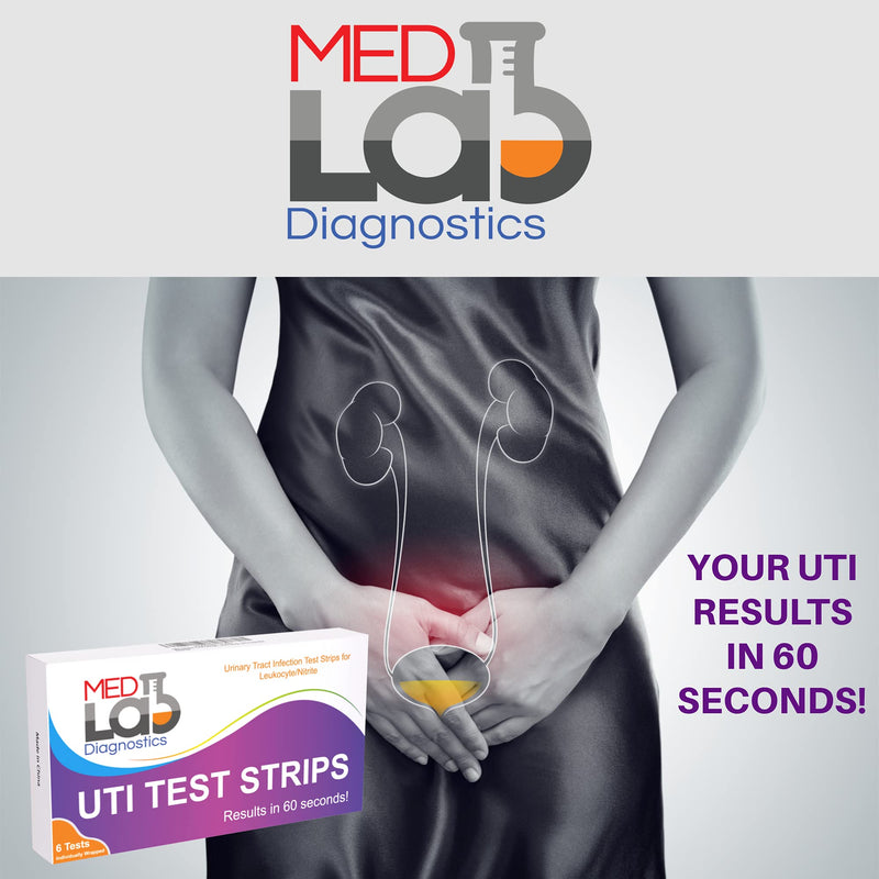 UTI Test Strips(Pack of 6) Individually Wrapped Urinary Tract Infection Urine UTI Test Kit for Women, Men, Kids Cats and Dogs