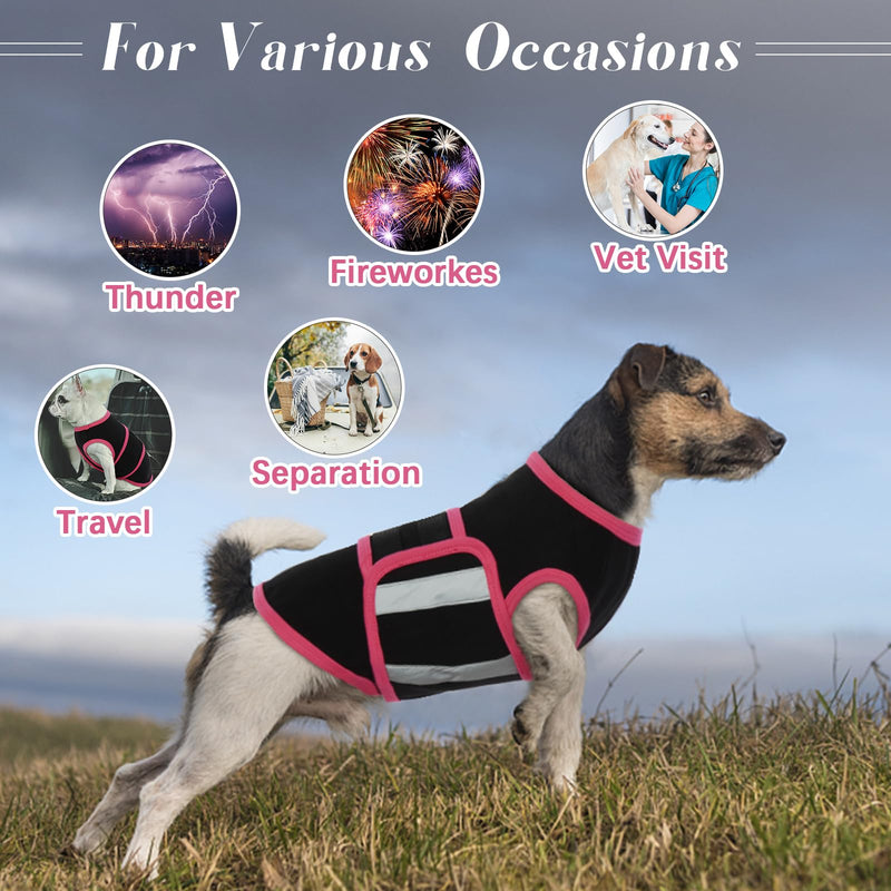 Allroaring Dog Anxiety Vest, Soft Dog Calming Shirt, Reflective Anti-Anxiety Vest Breathable Pet Anxiety Jacket Wrap for Fireworks, Thunderstorms, Separation, Travle, Vet Visits, Black L Large