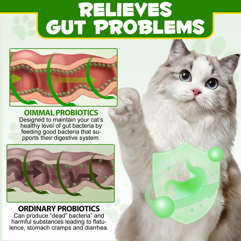 Cat Probiotic Powder, Cat Probiotics for Gut Health, Probiotic Powder for Cats, Cats Digestive Supplement, Aids Digestive Health, Easily Absorbed(4.23 oz)