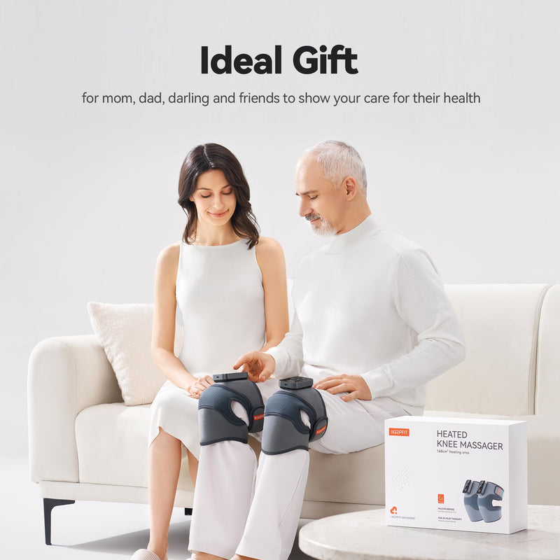 Cordless Knee Massager with Heat Vibration for Pain Relief, MAXwarm 4.0[2026 Upgraded] - Electric Heated Knee Brace with 5 Heat Levels and 3 Massage Mode, Gifts for Men Women (Grey, Single) Grey(single) - BeesActive Australia