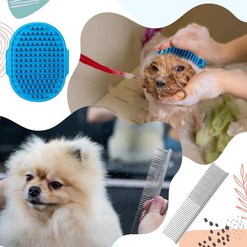 Baderke 6 Pcs Dog Grooming Set with Dog Bathing Leash with Suction Cup, Pin Comb, Straight Comb, Nail Clippers Set, and Bath Brush for Pet Bathing Shower Grooming - BeesActive Australia