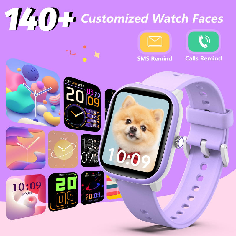 Kids Wach for Girls Boys 6-15 Year Old - Smart Watch for Kids 1.8" Fitness Tracker,No Phone needed,Pedometer Sleep Monitor Heart Rate Waterproof,Puzzle Game for Girls Boys Teens Birthday Gift (Purple) Purple - BeesActive Australia