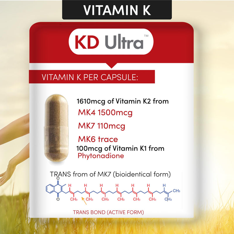 Arthur Andrew Medical, KD Ultra, Full Spectrum K2 & D3, 30 Capsules | Full Spectrum Vitamin K2 (MK4, MK6, MK7), Vitamin D3, & Lipase. Heart, Bone, And Circulation Support. 1 Count (Pack of 30)