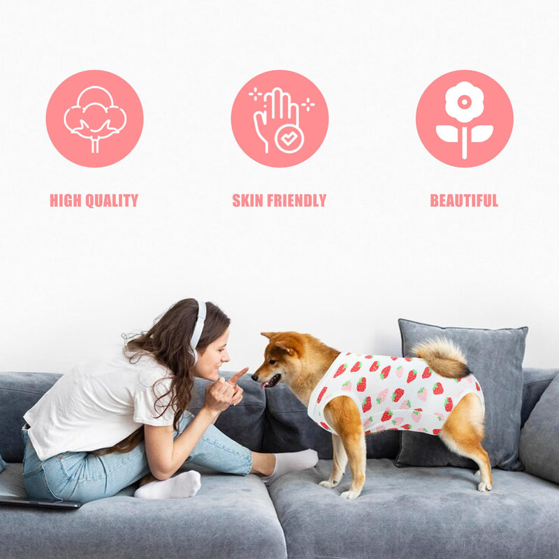 Cat Recovery Suit, E-Collar Alternative for Cats Pets, Professional Recovery Suit for Belly, Surgical Recovery Suit, Medical Vest, Cat Suit for Small Medium L Strawberry Pattern - BeesActive Australia