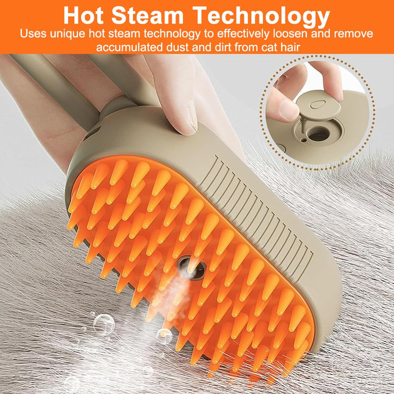 Cat brush with steam, 3 in 1 cat brush steaming cat spray massage comb cat brush with water, steamy brush cat pet spray massage comb cat brush for massage hair removal - BeesActive Australia