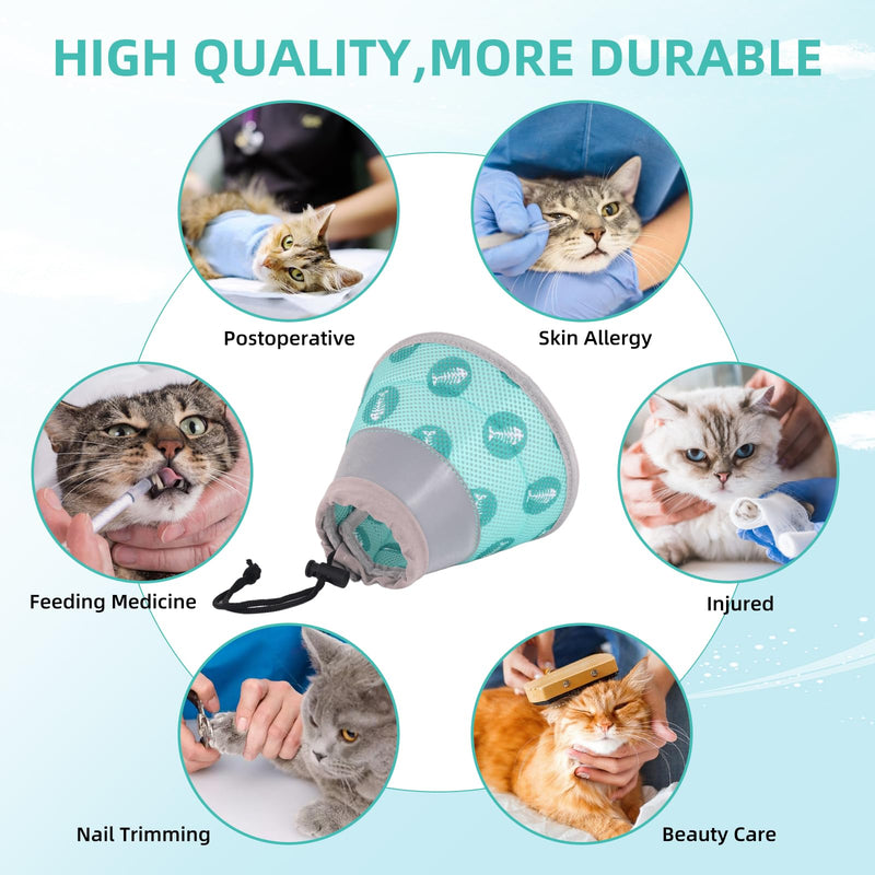 Cat Neck Brace, Adjustable Neck Brace Cat Collar, Cat Collar for Cats Cat Collar After Operations and Injuries, Prevents Licking Wounds Cat Collar (Green, M) Green - BeesActive Australia