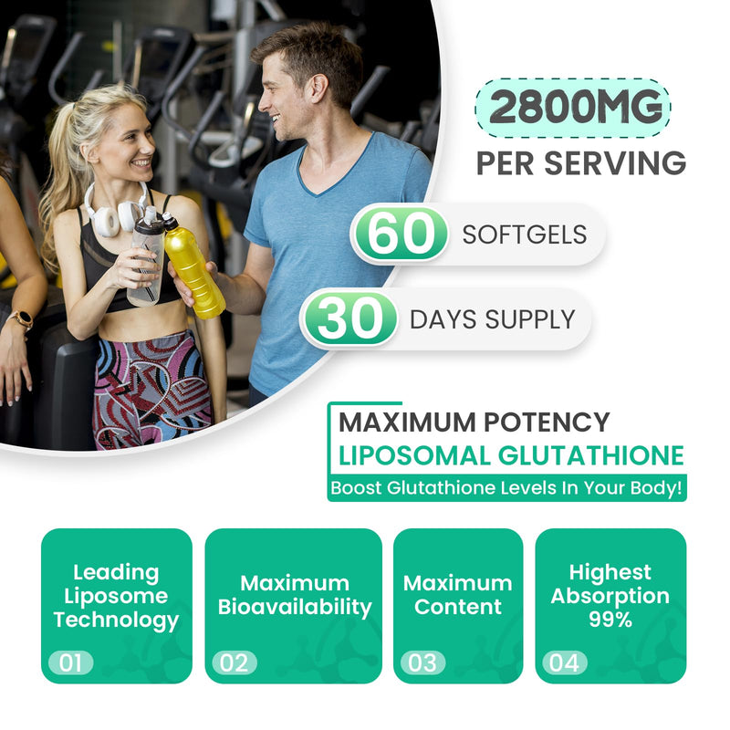inGreens 2800 MG Liposomal Glutathione Supplement | Detoxifying & Immune, Aging Defense, Energy, Glutathione Unique Formulation Reduced