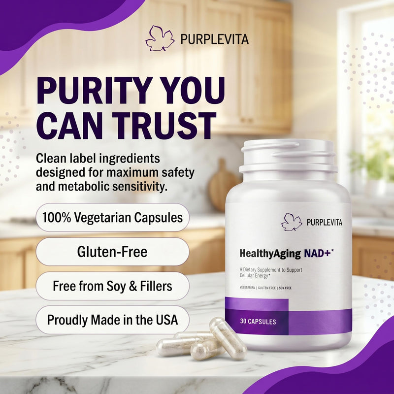 NAD + Plus Supplement Healthy Aging with RiaGev®-WS™, Vitamin C & Niacin, Cellular Energy, Metabolism and Stress Support*, Vegetarian, Gluten-Free & Soy-Free 1 Capsule Daily
