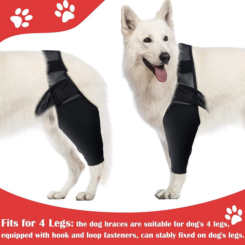 ZJchao Dog Elbow Protector Pads for Canine Elbow and Shoulder Support Elbow, Dog Knee Leg Sleeve, for Dysplasia, Osteoarthritis, Elbow Calluses, and Shoulder Dislocation, Small Medium Dogs (L) XL Black