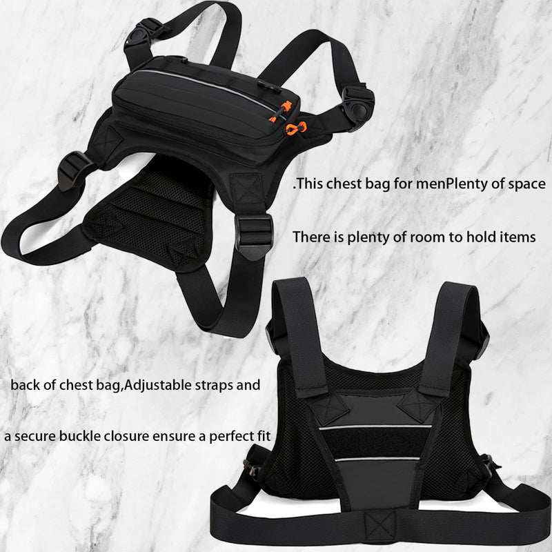 chest bag for men and Women，chest pack Lots of storage, Water Resistant Running Chest Pack（black） Black