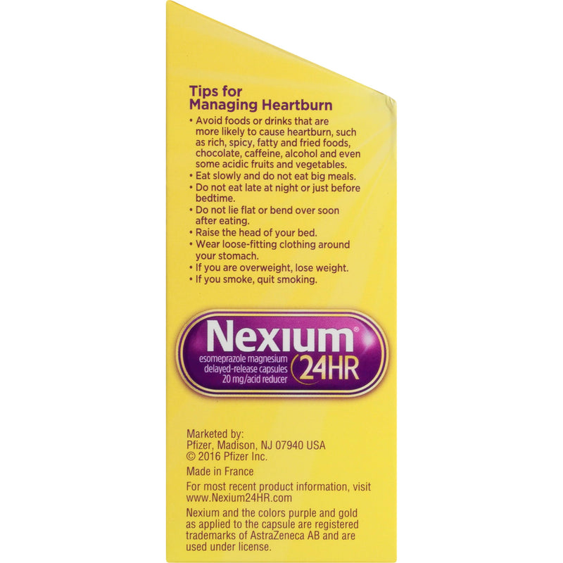 Nexium 24HR Acid Reducer Heartburn Relief Capsules for All-Day and All-Night Protection from Frequent Heartburn, Heartburn Medicine with Esomeprazole Magnesium - 42 Count