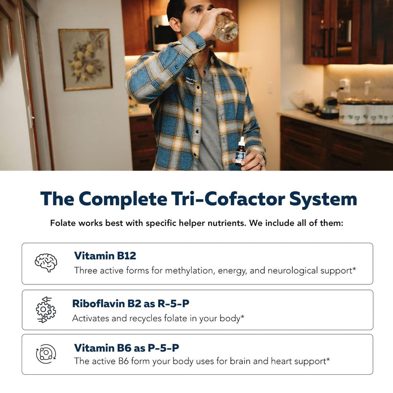 FolinicActive™ Organic Folinic Acid Liquid Drops for Brain, Heart, Nerve & Mood Support - 1700 mcg with B12, B6 & Riboflavin B2 - Tri-Cofactor Absorption System -Berry Flavor Drops, 1fl oz-60 Servings 1 Fl Oz (Pack of 1)