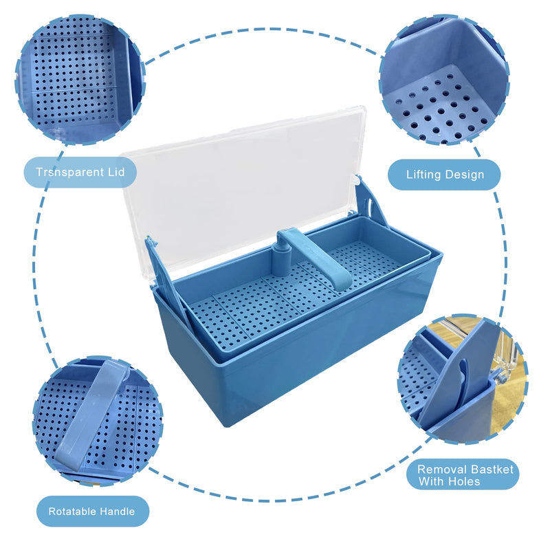 TTKBHHQ-Dental Instrument Sterilization Box, Cold Sterilization Tray Depository for Plastic Instruments for Dentistry, Dental Tools, Tattooing, and Nail Care. (blue) blue - BeesActive Australia