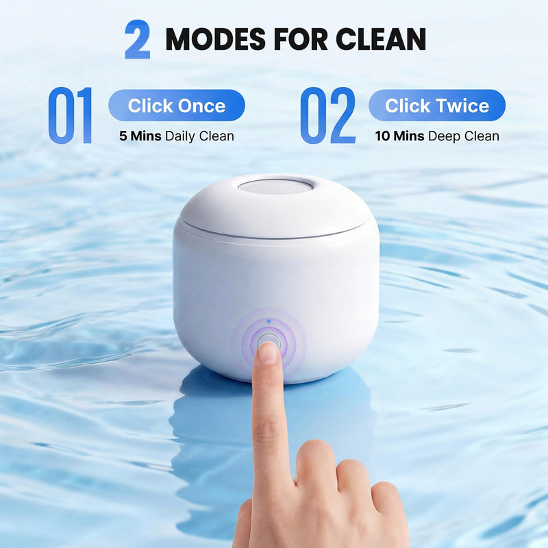 Ultrasonic Retainer Dental Cleaner Machine for Night Guards, Mouth Guards, Dentures, Jewelry, Aligner, Braces, Toothbrush with 2 Digital Timer Modes, 200ML, White