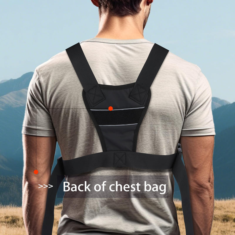 chest bag for men and Women，chest pack Lots of storage, Water Resistant Running Chest Pack（black） Black