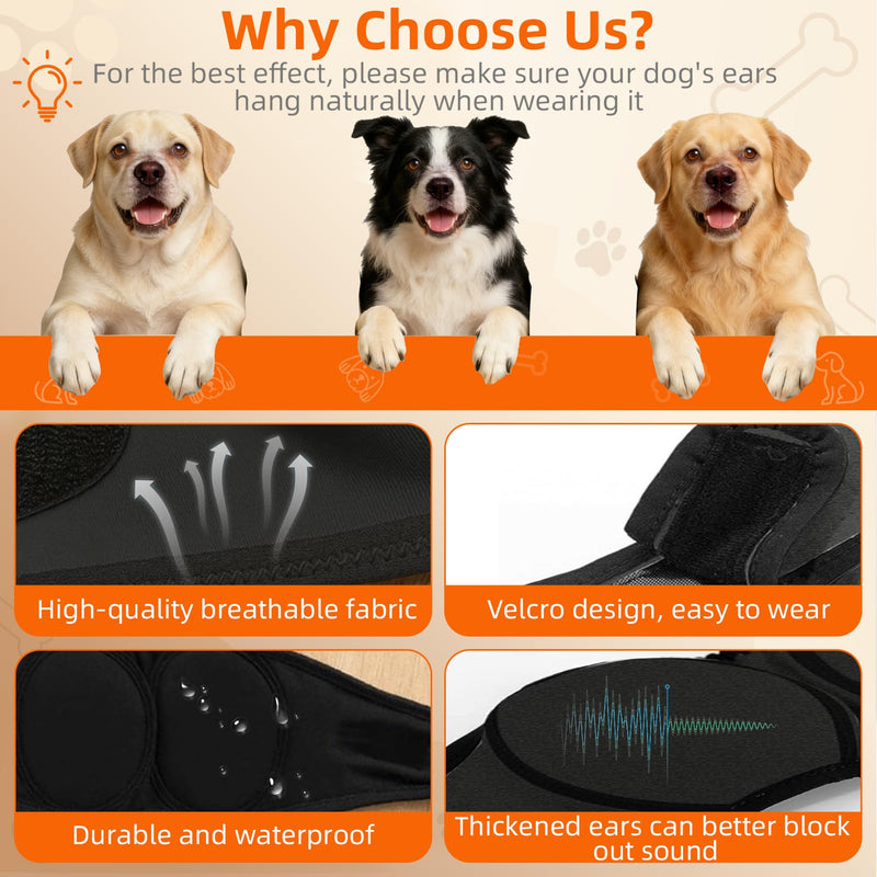 Dog Ear Muffs Noise Protection: Elastic Ear Wrap for Calming - Anxiety Relief Dog No Flap Ear Wrap - Waterproof Ear Covers for Bathing Swimming