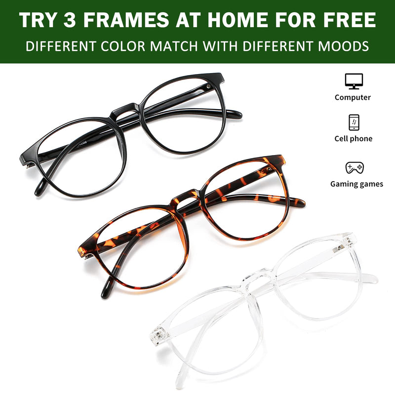 Przene 3 Pack Blue Light Blocking Glasses Women/Men,Retro Round Computer Glasses Anti Eye Strain/UV/Glare, Gaming Glasses. (Black/Crystal/Amber) Black/Crystal/Amber - BeesActive Australia