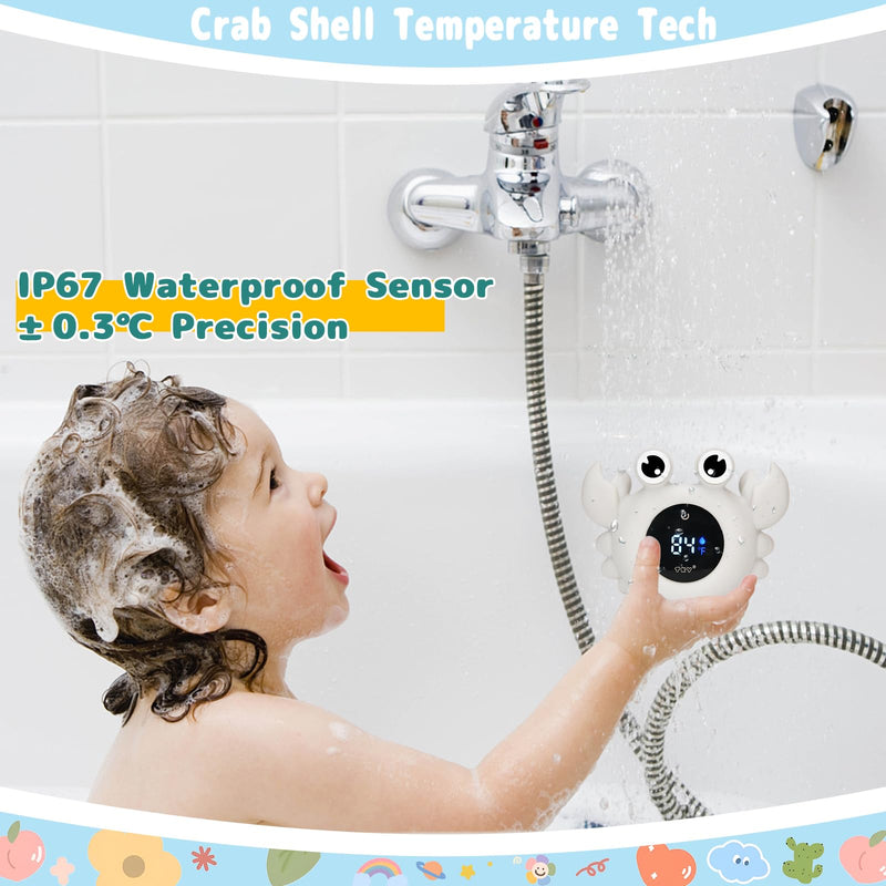 TKY Baby Bath Thermometer with Floating Toys & Room Temperature Monitor - Rechargeable Digital Thermometer with Temperature Alerts, Bath Essentials for Newborns, Infants (Advanced Grey) Advanced Grey