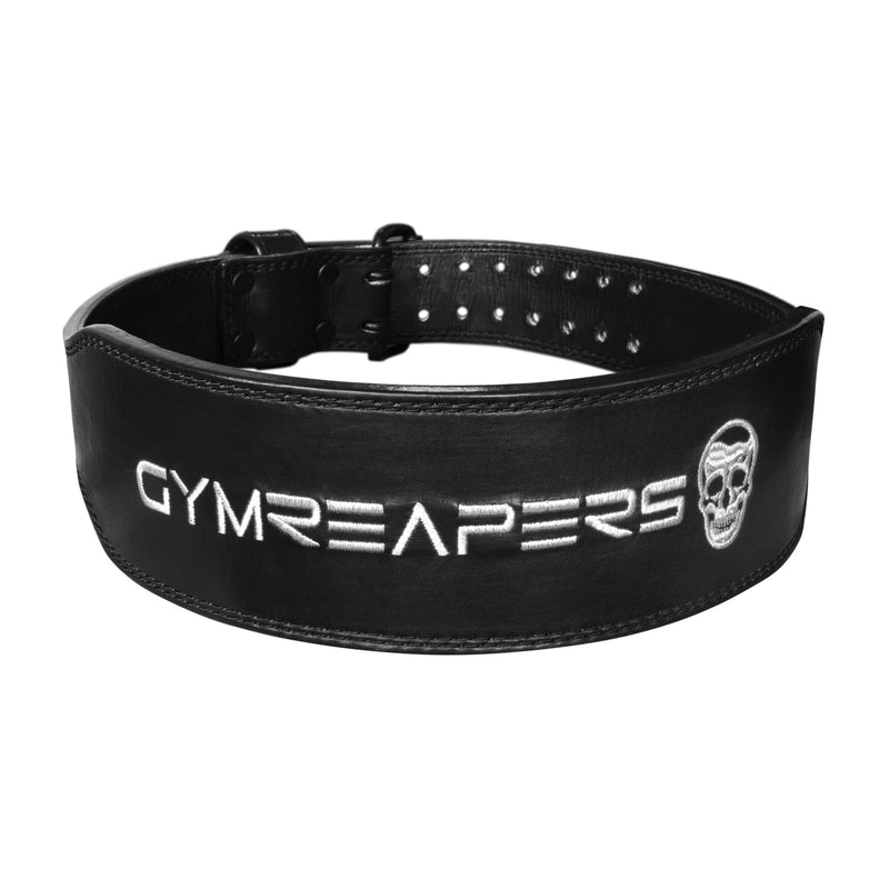Gymreapers Leather Weightlifting Belt for Bodybuilding, Squatting, Lower Back Support & Back Pain - Real Leather, Adjustable Buckle Sizing - Men Women Black Medium - BeesActive Australia