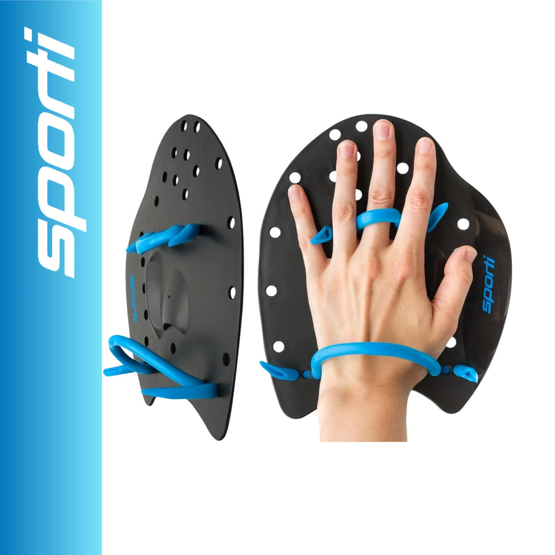 𝗦𝗽𝗼𝗿𝘁𝗶 Power Swim Paddles for Lap Swimming - Adjustable Straps - Lap Swimming Gears - Hand Paddles for Adults & Kids Small
