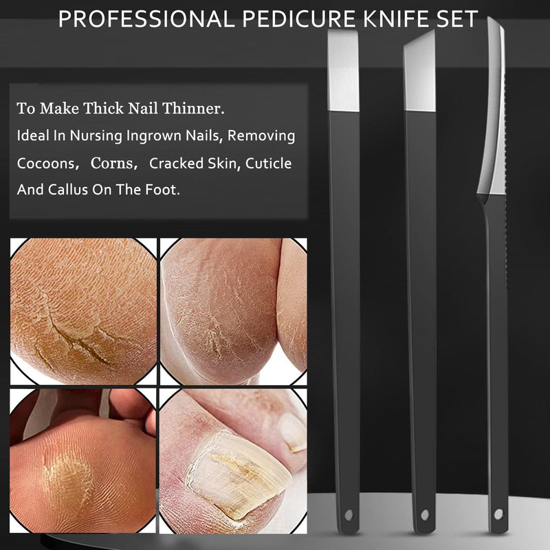 Ingrown Toenail Clipper Nail Cutter Pedicure Knife Thick Nail Clipper Senior Callus Remover Tools Men Women 12-in-1 Kit (Black)