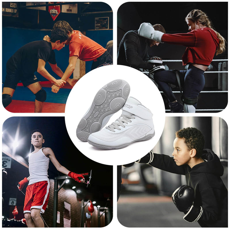 Kids Wrestling Shoes Youth Boys Girls Youth Boxing Shoe Barefoot Hiking Boots Lightweight Breathable Zero Drop Non Slip 12.5 Little Kid White