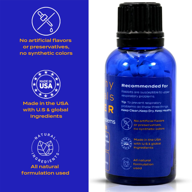 HealthyAnimals4Ever All-Natural Rabbit Respiratory Treatment | Effective Homeopathic Support for Respiratory Health | Preventive Care for Snuffles & URI Rabbit Breathing Relief Tablets | 300 Count - PawsPlanet Australia