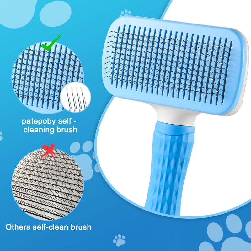 Pet brush，cat brush with release button，dog brush， for grooming Remove loose hair and prevent tangling,fine needle（Blue） - BeesActive Australia