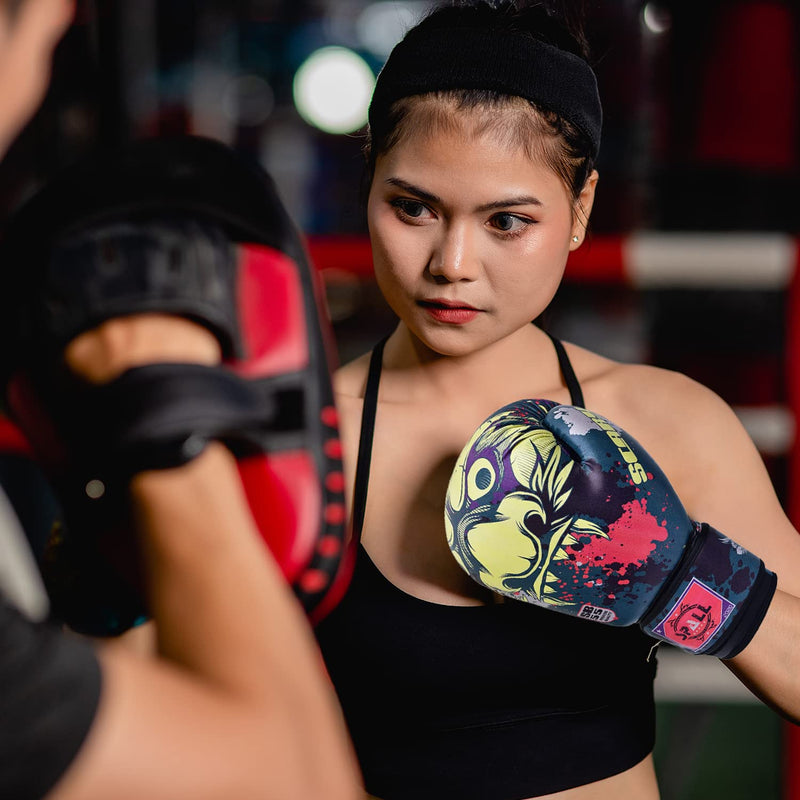 Spall Pro US Boxing Gloves for Men & Women - Pro Training Sparring Punching Gloves - Muay Thai MMA, Kickboxing Heavy Bag Workout Leather Boxing Gloves Green 6 OZ