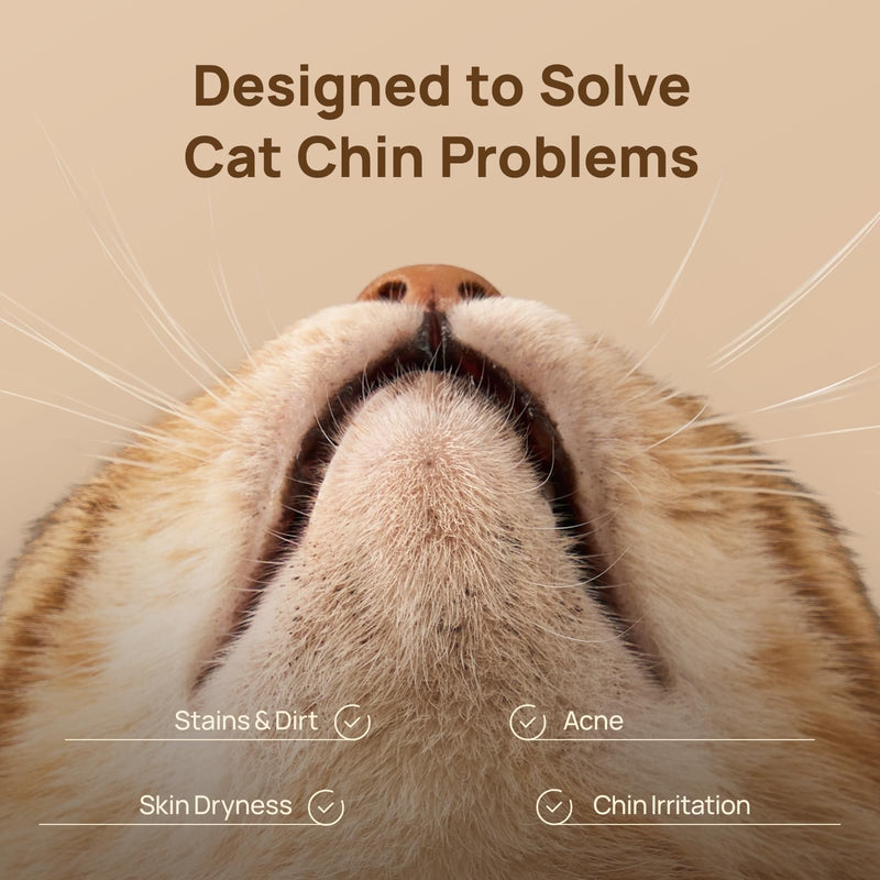 HICC PET Cat Chin Acne Finger Wipes – Gentle Enzyme Complex Care for Feline Acne & Blackheads, Vet Recommended Daily Chin Cleaning Wipes, No-Rinse Natural Formula Unscented 50pcs
