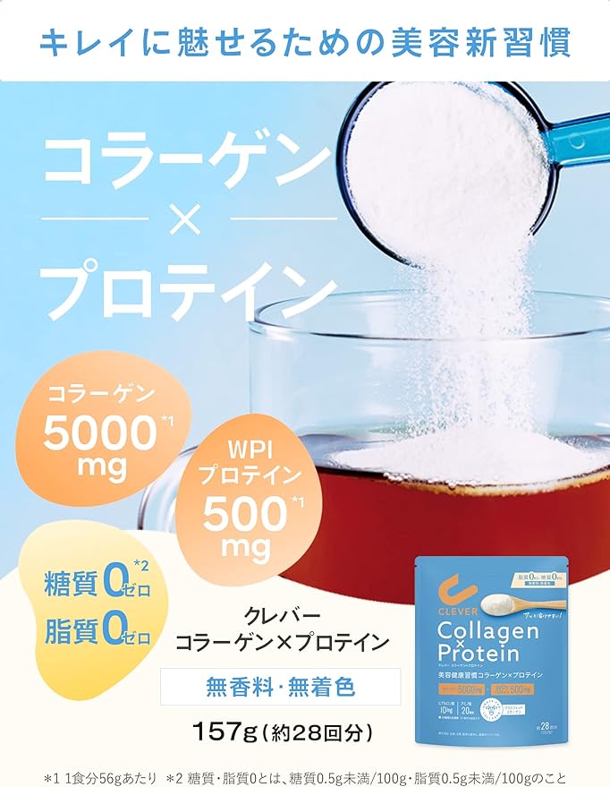Clever Collagen x Protein [Grass-fed Collagen Peptide + WPI] 157g [Zero fat/sugar] - BeesActive Australia