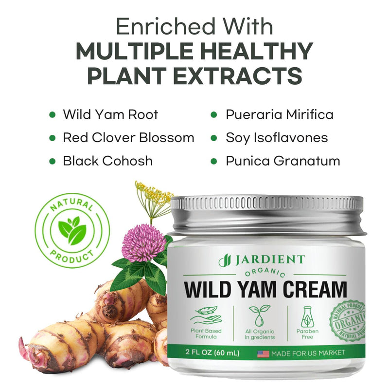 Wild Yam Cream Hormone Balance: Natural Formula for Menopause Relief & Menstrual Support Like Hot Flashes Night Sweats -2 Oz