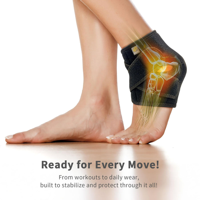 Bracoo Ankle Support Brace For Men & Women, Adjustable Compression Sleeve Strap Wrap, Sprain, Arthritis, Pain Relief, Sports Injuries and Recovery, Breathable Neoprene Brace, FS10 Black Small/Medium (Pack of 1)
