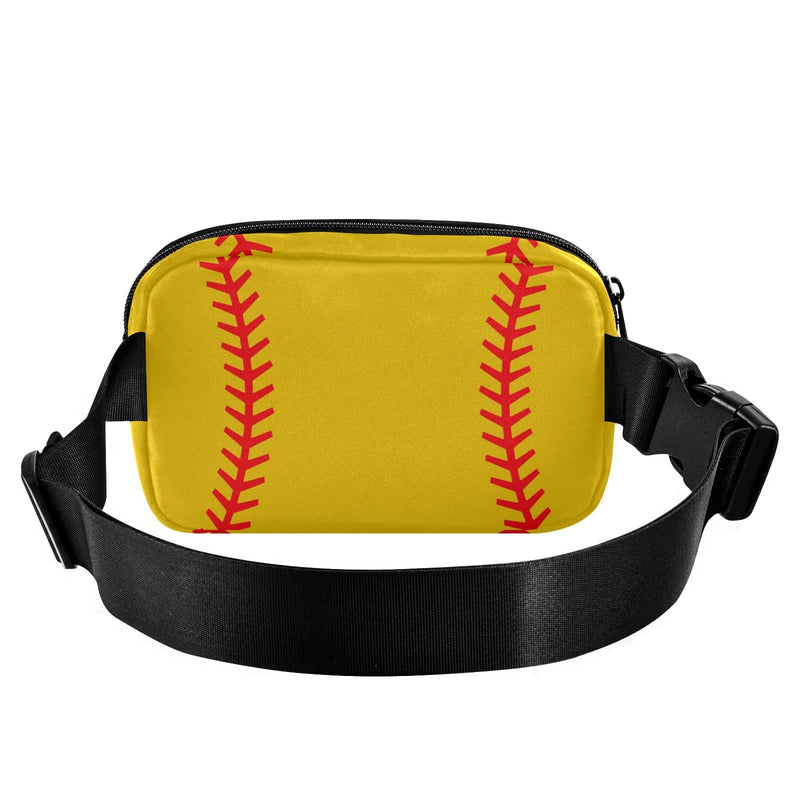 Exnundod Fanny Waist Pack Baseball Yellow Fanny Packs Stitches Crossbody Bag Adjustable & Zipper Sling Bag Belt Bags for Running Hiking Cycling Travel Thanksgiving Christmas Gift