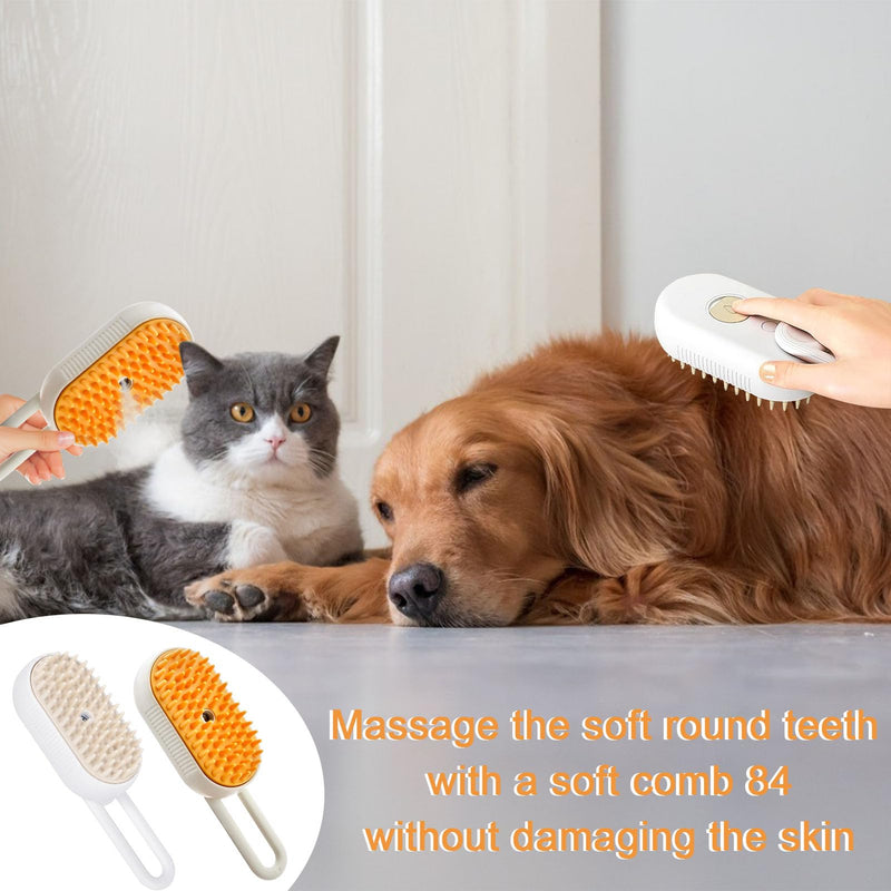 Pack of 2 cat brushes with steam, 3-in-1 steam brush cat, steam cat cleaning brush, multifunctional dog steam brush, self cleaning steamy cat brush, for cats and dogs for hair removal. 2 pieces - BeesActive Australia