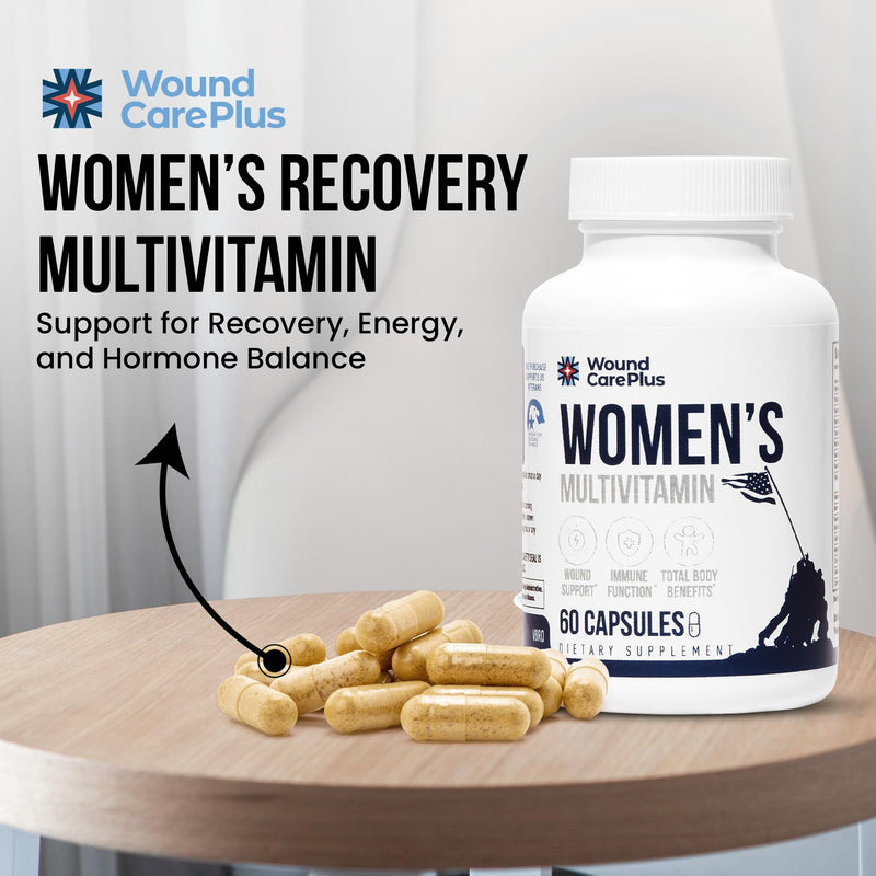 Wound Care Plus Women's Multivitamin – Complete Vitamin & Mineral Complex with Vitamins A, B, C, D, E, Zinc – Supports Immune Health, Skin Wellness & Energy – 60 Capsules – Non-GMO, Gluten-Free