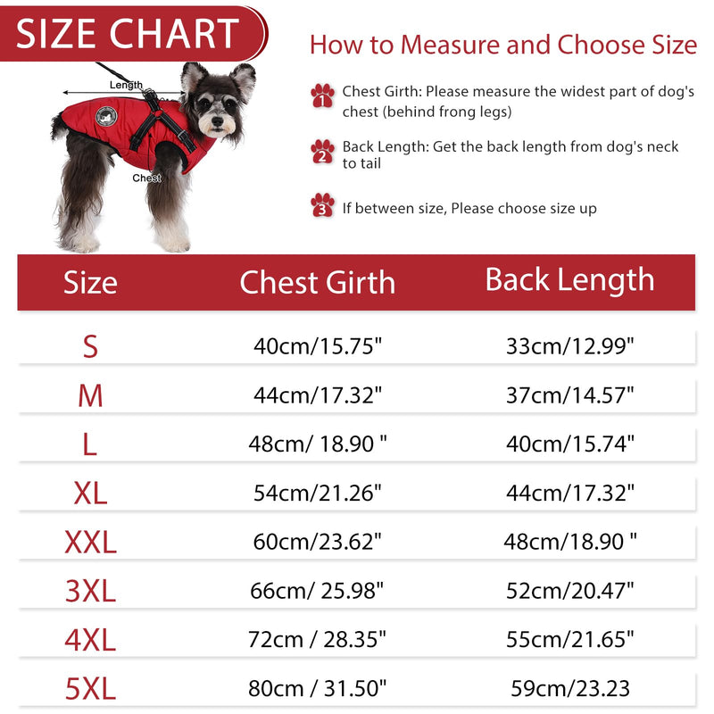Gyuzh Dog Coat with Harness Winter Dog Coat Fleece Dog Jacket Waterproof Dog Coat Zipper Dog Jacket Puppy Coat Small Dog Clothes Dog Coat with Reflective Harness for Smal Medium Large Dogs red - BeesActive Australia