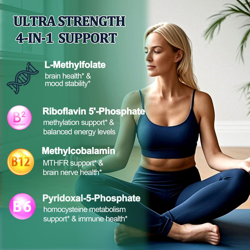 Methylfolate Supplement for Adult Kids, L-MethyFolate 5mthf Plus Methy B12 | Activated Methyl folate Drops w. B6, B2 Multivitamin for Mood Homocysteine Methylation Cognition Energy Nerve Health, Non-GMO