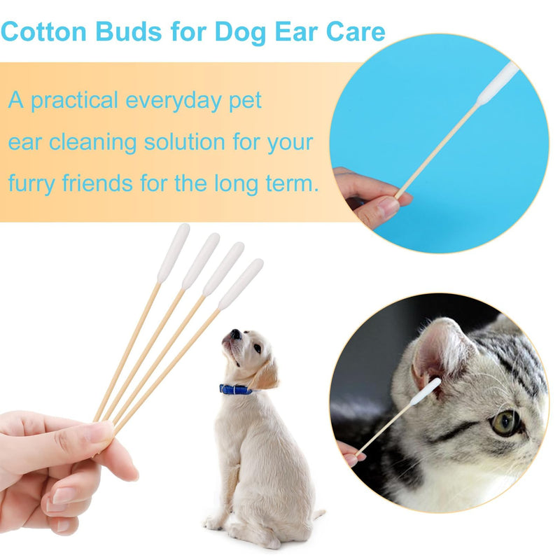 Large Ear Buds Cotton for Dogs & Cats – 50 Pcs Pet Ear Cleaner Cotton Buds, Long Cane Cotton Buds for Deep Ear Wax Removal, Gentle Infection Care for Dog and Cat, 5.9 Inch (15cm) Long