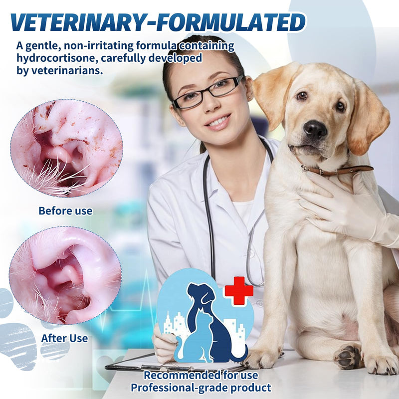 LINXINS 2 Pcs Ear Drops for Dog & Cat, Gentle Dog Ear Drops, Pet Ears Cleaner Solution for Debris Waxy Buildup Odor Removal 60ml